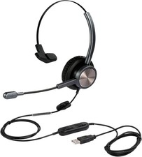 N/X USB Headset with Microphone Noise Cancelling for PC Laptop Mono Computer