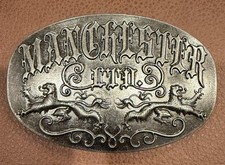 Vintage Manchester Ltd. Belt Buckle   Heraldic Lions Design, Pewter Finish