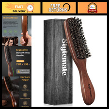 Boar Bristle Hair Brush for Men - Stiff Bristles, Black Walnut Wood, Beard Hai