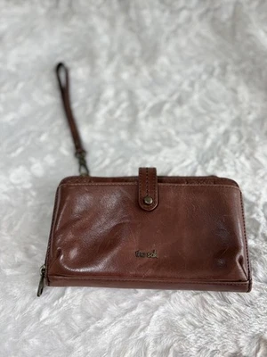 The Sak Crossbody Wristlet Wallet Bag Iris Brown Tooled Leather Smartphone NWOT - Image 1 of 4