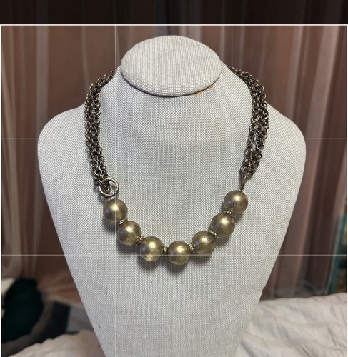 Alfani Mixed Metal Graduated Gold Ball Statement Necklace Multi-Strand Chain 18"