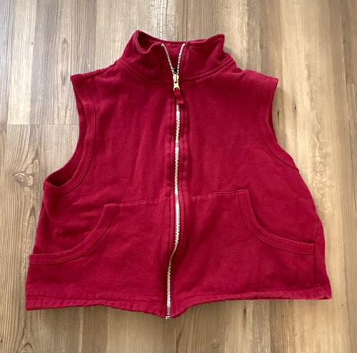 One Step Up Women's Red Full Zip Vest w/ Pockets Sleeveless Size L