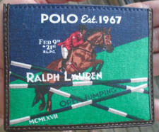 NIB Polo Ralph Lauren Equestrian Graphic Canvas Leather Card Case Wallet 98 NWT