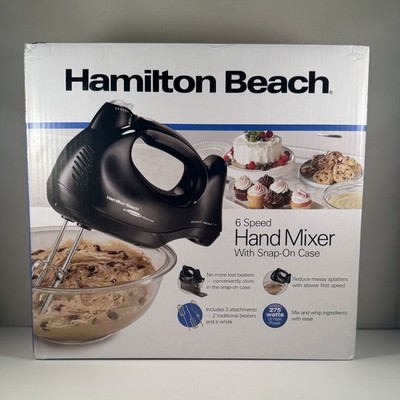 Hamilton Beach Hand Mixer 6-Speed 62692G Snap-On Case, 2 Beaters + Whisk SEALED