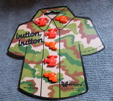 6 Buttons on Original Card Butterfly Buttons HELICOPTERS & PISTOLS