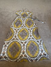 Anthropologie Akemi + Kin Medium Medallion Maxi Dress W Belt Metallic Gold Lined