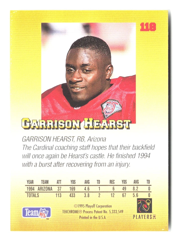 1995 Playoff Prime #118 Garrison Hearst - Image 2 of 2