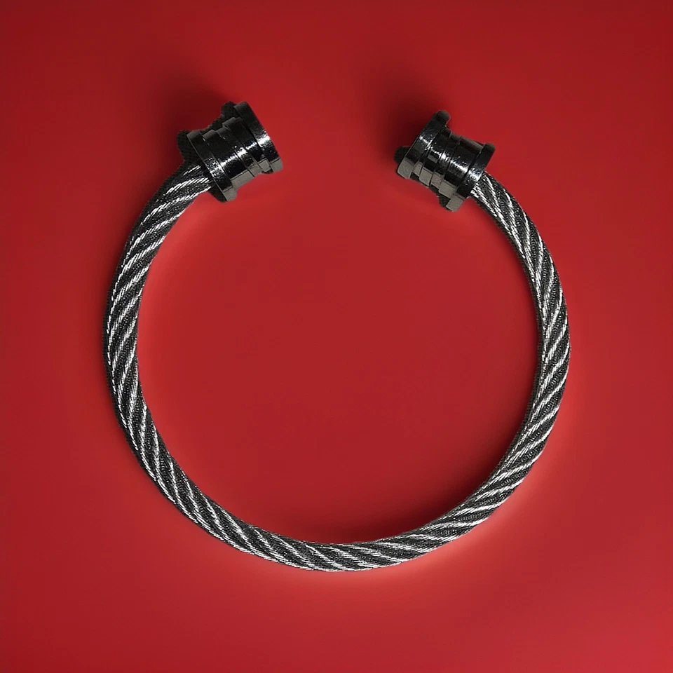 Pulsera Clásica Retro Unisex Bvlgari Color Plata 5mm Cable Becerro Talla Pequeña Foto 3 de 4