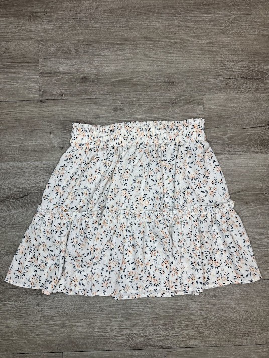 Floral Tiered Mini Skirt Elastic Waist Cottagecore Boho Medium