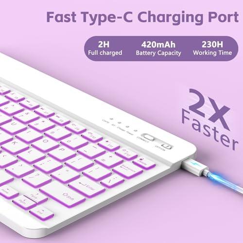 for iPad Pro 11 Inch (M4) 2024 Case with Keyboard, Magnetic Detachable Purple - Picture 8 of 8