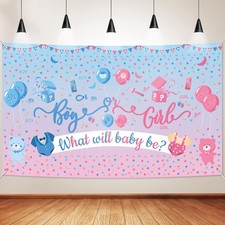 Gender Reveal Backdrop Decorations, Pink Blue Banner for Baby Shower Party