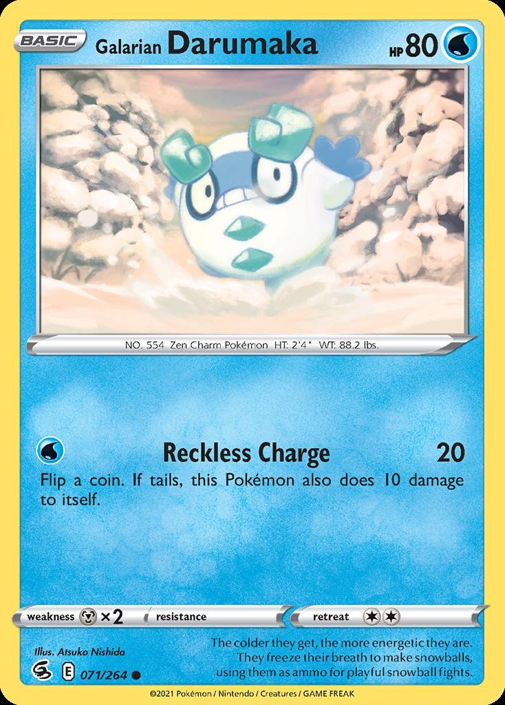 Pokemon Galarian Darumaka (71/319) Fusion Strike NM REVERSE HOLO