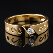 Moissanite Statement Ring 925 Silver Modern Openwork Band Men’s Unisex Ring