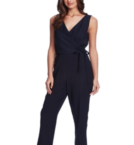 1.STATE Women's Pocketed Sleeveless V Neck Faux Wrap Jumpsuit Black Size 8 - Picture 3 of 3