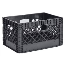 Juggernaut Storage 24QT Plastic Heavy-Duty Milk Crate, Black Free Shipping