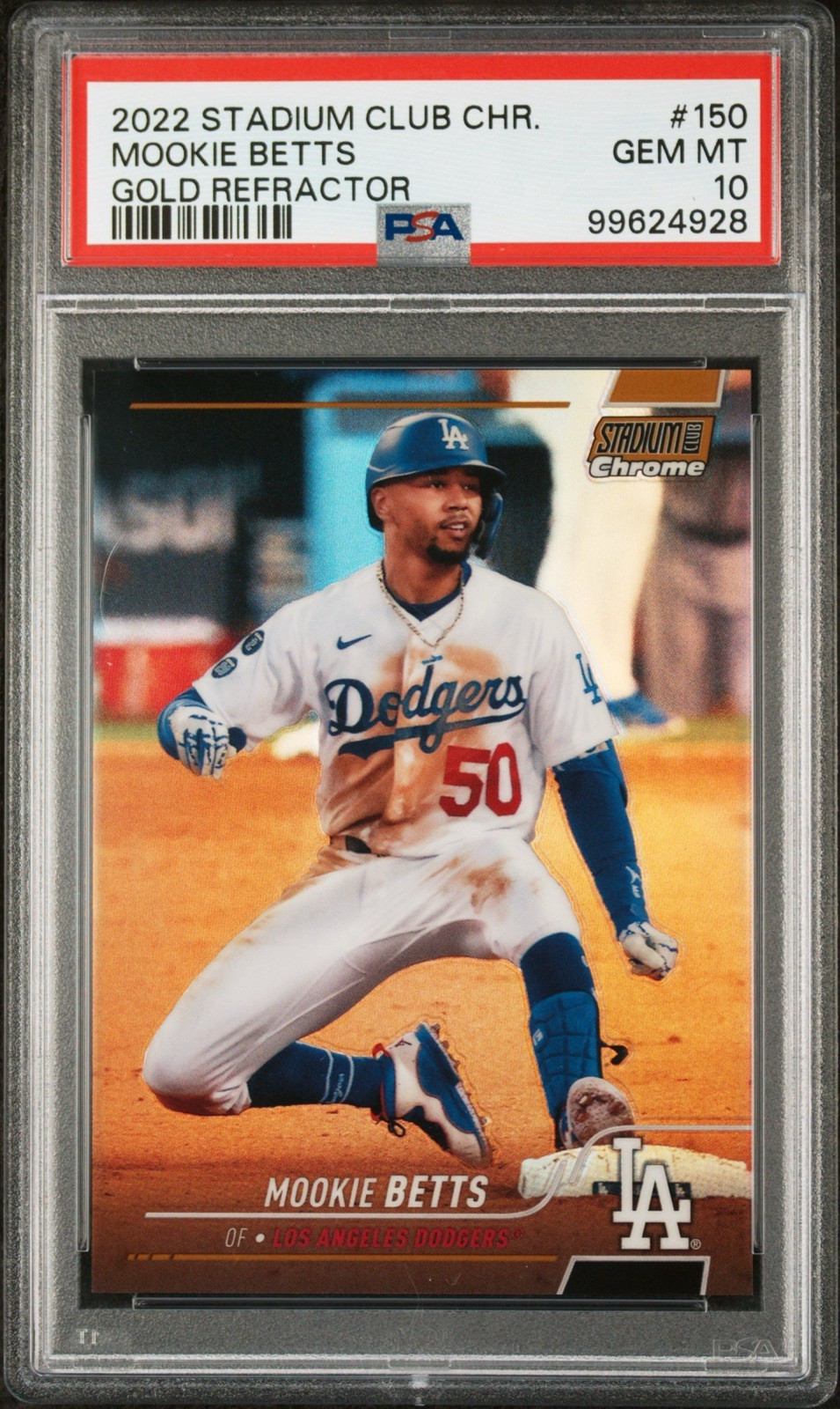 2022 Topps Stadium Club Chrome Mookie Betts Gold Refractor /50 PSA 10 GEM MINT