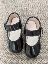 Vintage 1970s Baby Black Patent Leather Shoes Mary Jane Style Size Unknown