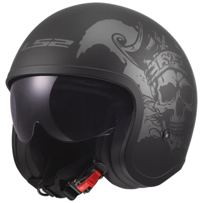 LS2 HELMETS LS2 OF599 Spitfire II Willy Schwarz Matt Motorrad Helm Jethelm Sonnenblende