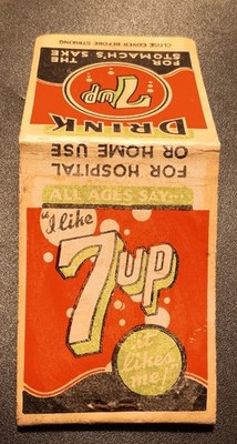 1930s 7Up Matchbook Cover : For Hospital or Home Use ''I Like 7Up, It Likes Me''