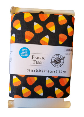 Loops & Threads Fabric - New - 36'' x 44''  - Black with Candy Corn Halloween