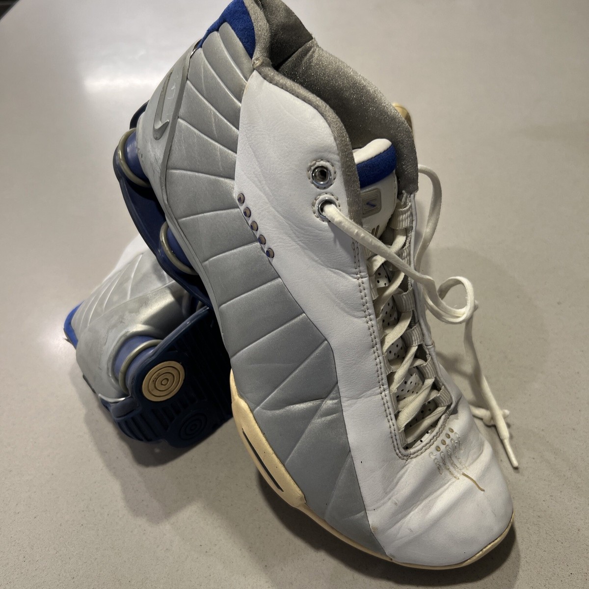 Nike Shock BB4 OG White Silver Vince Carter Basketball Shoes Mens