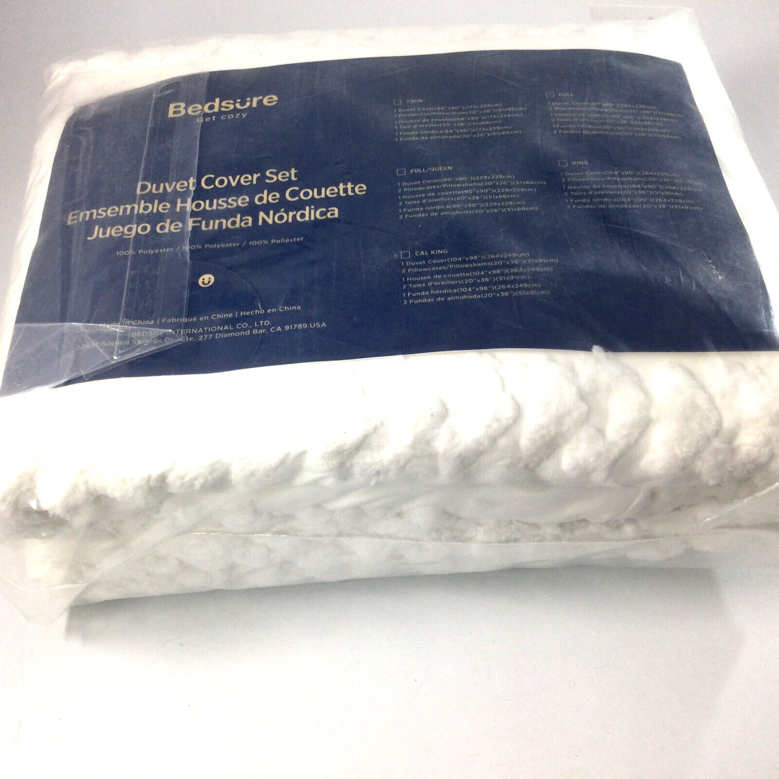 Bedsure Duvet Cover Set White Polyester Textured Shaggy Ultra Soft-image