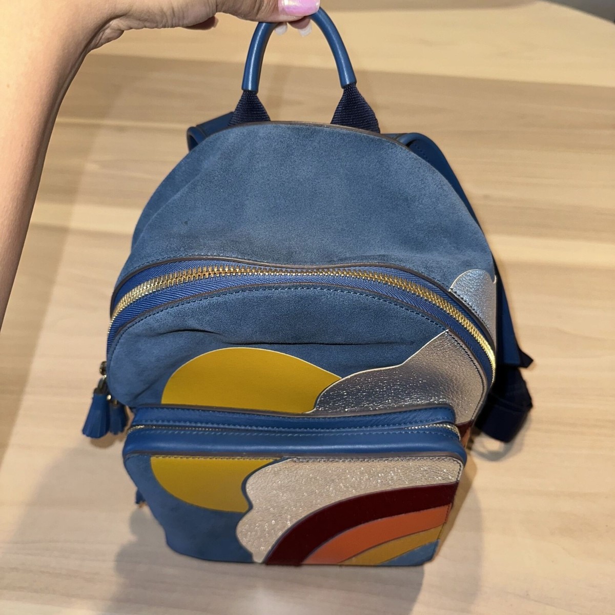 Anya Hindmarch Silver Cloud Blue Suede Mini Backpack Anya Hindmarch Silver Cloud Blue Suede Mini Backpack | eBay main image 4