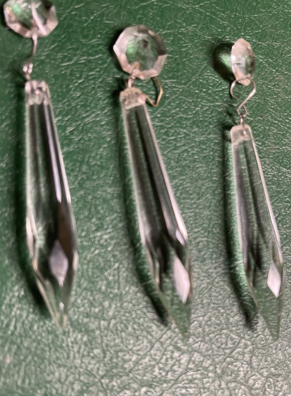 3-  3 1/2   ANTIQUE STYLE CRYSTALS  Prisms  CHANDELIER  Prisms