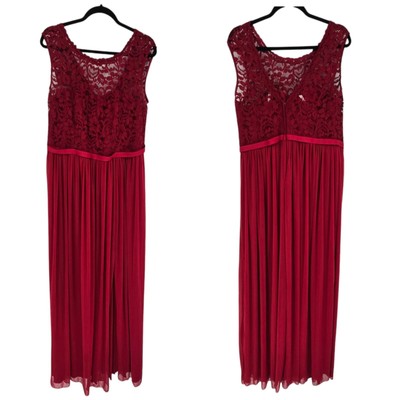 Davids bridal size 16 Bridesmaid lace dress long mesh skirt F19328 Apple  red | eBay