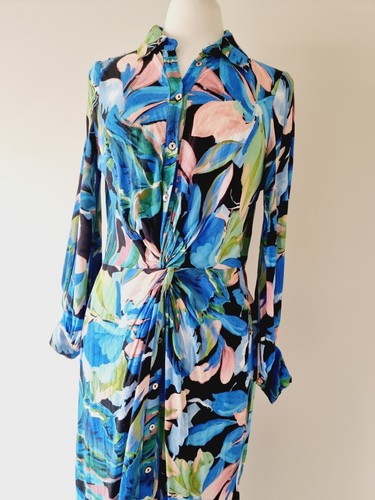 SHEIKE Twilight Tropic Long Sleeve Button Down Midi Dress SIZE 10 - Picture 4 of 8