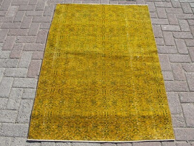 Gelber 3x5 Teppich, Großer Teppich, Flächenteppich, Kelimteppich, Carpet Tepp...