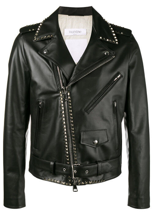 VALENTINO Biker Jacket Embellished BLACK Leather Rockstud VALENTINO Biker Jacket Embellished BLACK Leather Rockstud