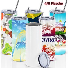 8Pack Straight Sublimation Tumblers Bulk Blank 20oz Stainless Steel White