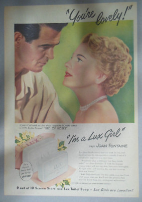 Lux Soap Ad: Robert Ryan and Joan Fontaine RKO! from 1940's Size: 11 x 15 inches