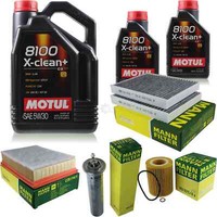 MANN-FILTER Inspektionspaket 7L Motul 5W-30 8100 X-Clean+ FüR Bmw 5Er 520I 525I