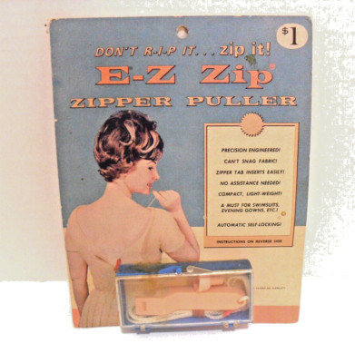 Vintage New in Package E-Z Zip Zipper Puller - Zip Your Dress With Ease