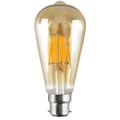 DC TRANSFORMER ST64 Bayonet 8W Dimmable Retro Classic LED Filament Bulbs Warm White LED Bulb UK