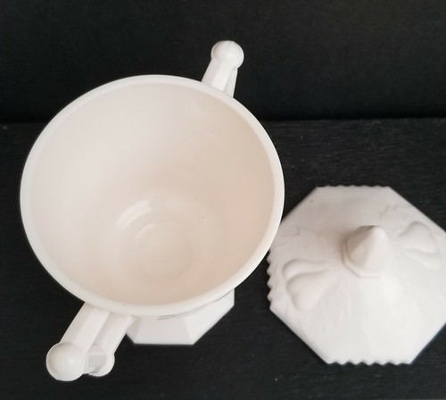 JEANNETTE BALTIMORE BIRNE Rosa Muschel Milchglas SAHNEKÄNNCHEN UND ZUCKER - Bild 4 von 7