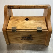 Vintage Kiwi Shoe Shine Groomer Wooden Storage Box Foot Rest.