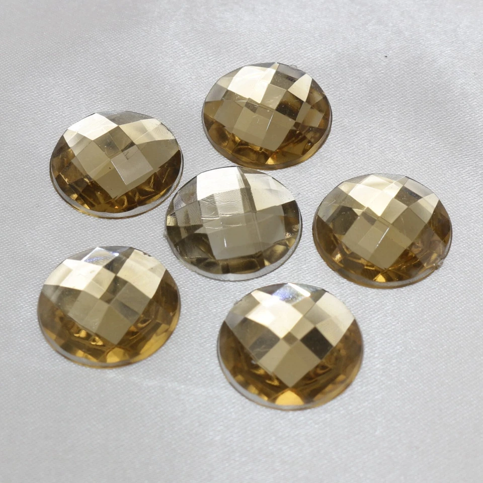 50pcs Champagne Acrylic Flatback Crystal Rhinestone Round Gem Beads 18mm No Hole - Image 4 of 4
