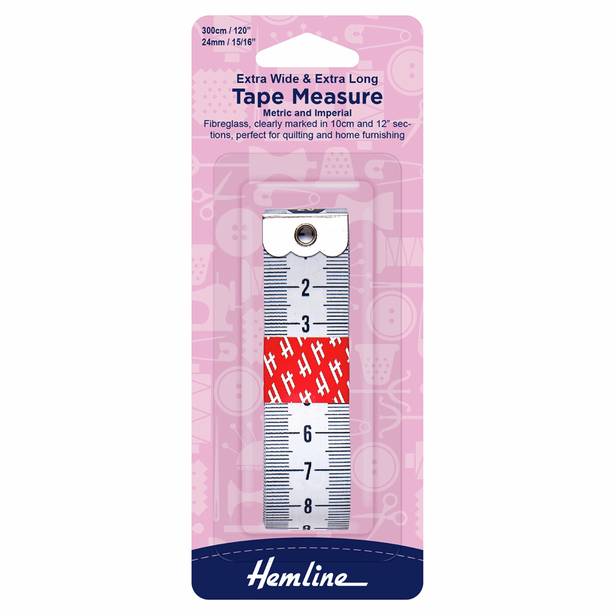 Hemline Tape Measure - Extra Wide & Extra Long - Metric/Imperial - Quilting 875