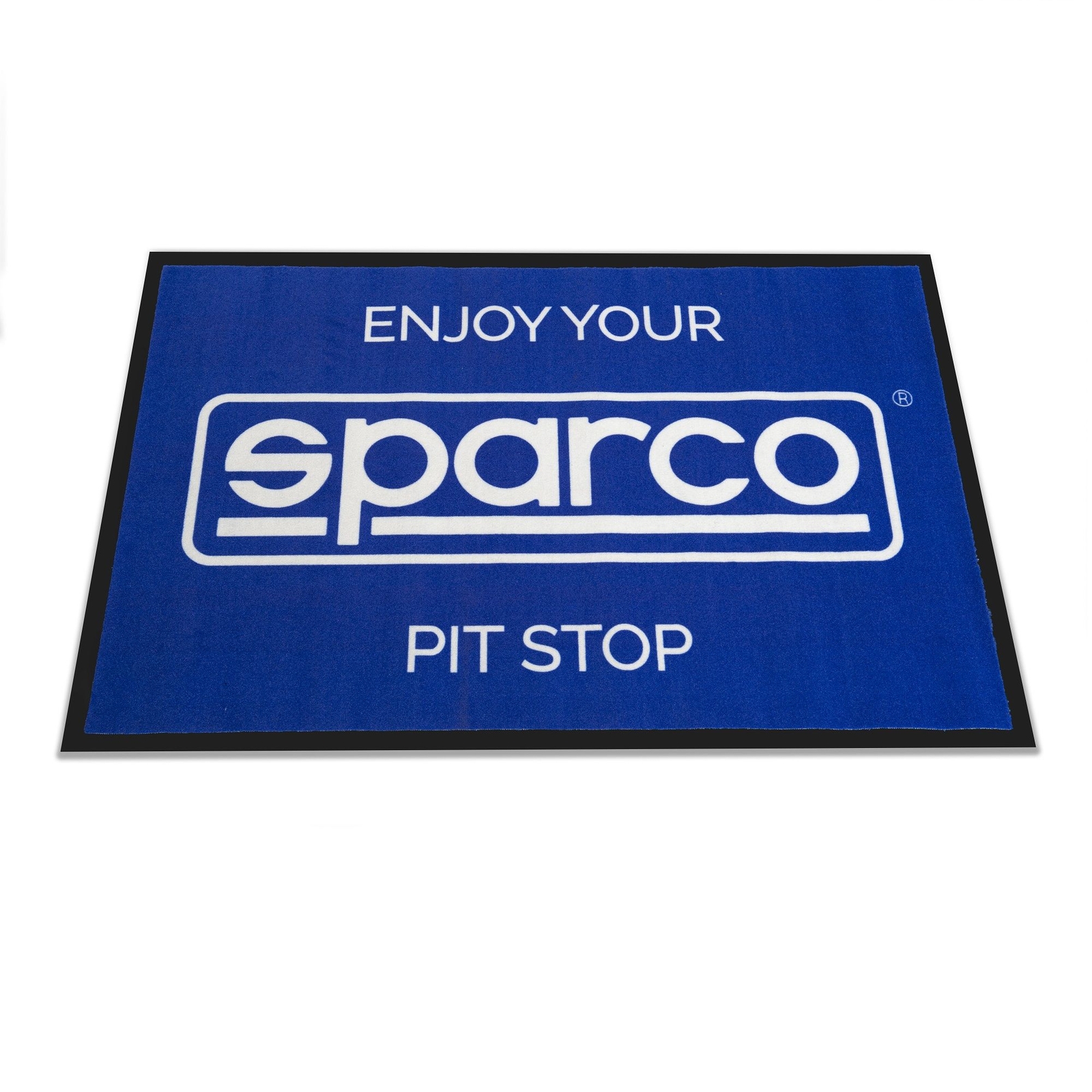 Alfombra de bienvenida Sparco DISFRUTA DE TU PARADA EN BOXES 120x80 cm Motorsport Hospitalidad