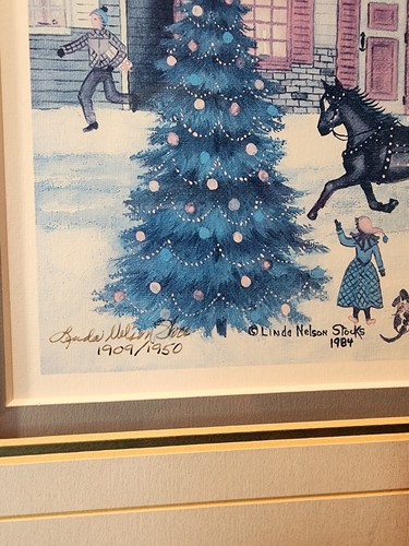 Signed Numbered Framed Christmas Linda Nelson Stocks Holidays in the Village - Picture 2 of 5