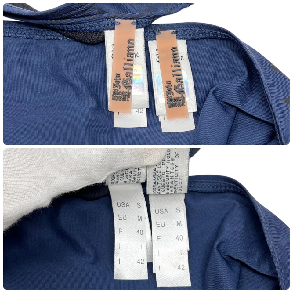 John Galliano Vintage Logo Traje de Baño Bikini #42 Trajes de Baño Periódico Nylon RankAB Foto 2 de 4