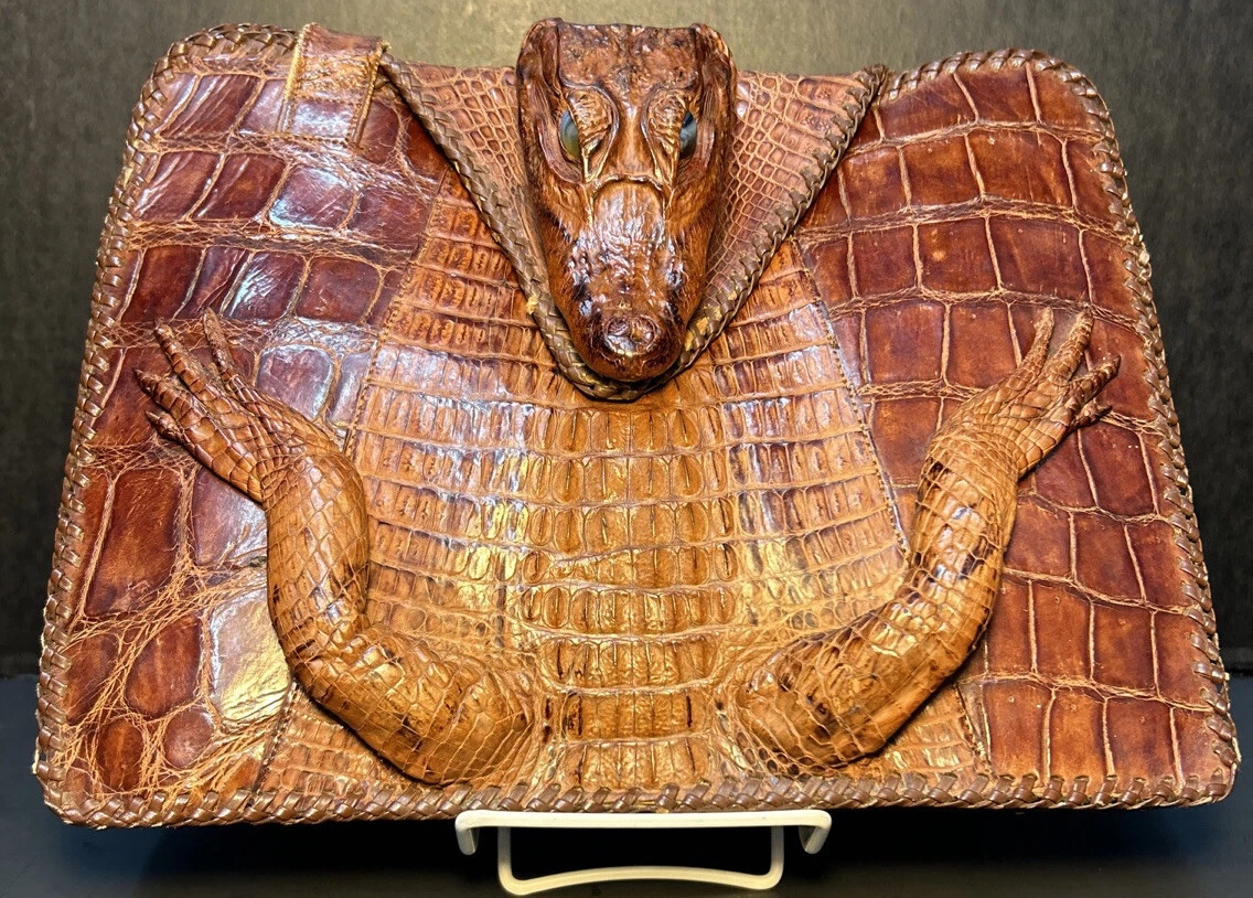 Vintage Genuine ALLIGATOR Purse w/ Head & Legs HANDBAG Case | eBay