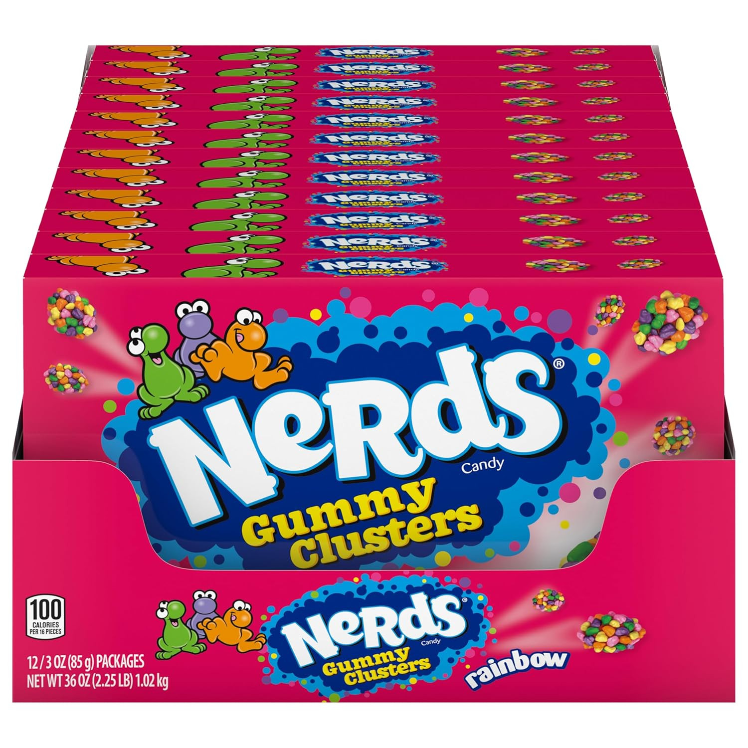 Конфеты Nerds Gummy Clusters, радужные, в коробках для кинотеатров по 3 унции (упаковка из