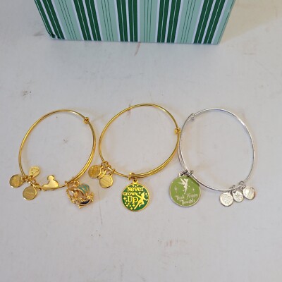 Alex and Ani DISNEY PETER PAN 3 NEVER GROW UP, THINK HAPPY THOUGHTS,JOLLY ROGER 