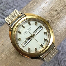 Lucien Piccard Men Day Date Gold Expansion Band Automatic 36mm Watch 7 1/2"