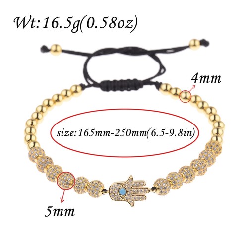 24kt Gold Plated Micro Pave Bracelet Men Women Braiding Macrame Men Women Bangle - Picture 63 of 72