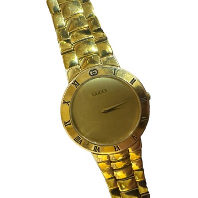 Gucci 3300.2.M Watch Quartz 33mm Gold Dial/Band/Case Swiss Round